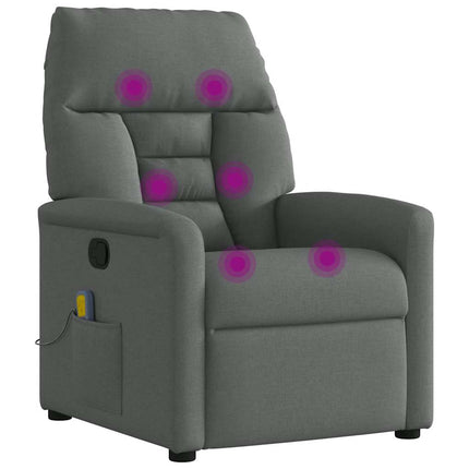 Massagefåtölj mörkgrå tyg