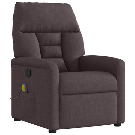Massagefåtölj mörkbrun tyg