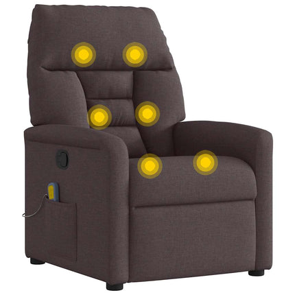 Massagefåtölj mörkbrun tyg