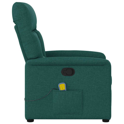 Massagefåtölj mörkgrön tyg