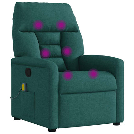 Massagefåtölj mörkgrön tyg