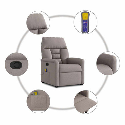 Massagefåtölj taupe tyg