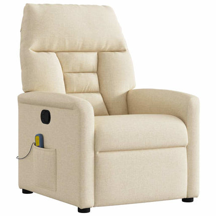 Massagefåtölj gräddvit tyg