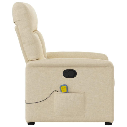 Massagefåtölj gräddvit tyg
