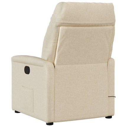 Massagefåtölj gräddvit tyg
