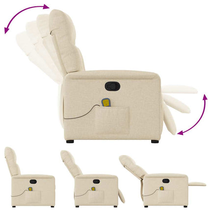 Massagefåtölj gräddvit tyg