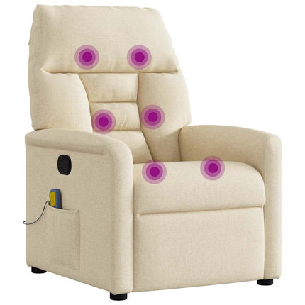 Massagefåtölj gräddvit tyg