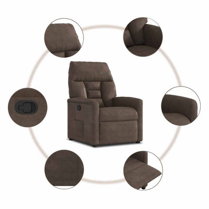 Reclinerfåtölj brun mikrofibertyg