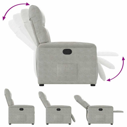 Reclinerfåtölj ljusgrå mikrofibertyg
