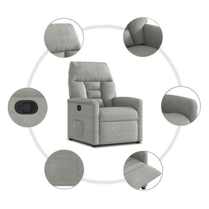 Reclinerfåtölj ljusgrå mikrofibertyg