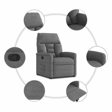 Reclinerfåtölj mörkgrå mikrofibertyg