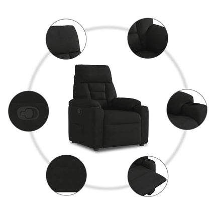 Reclinerfåtölj svart mikrofibertyg
