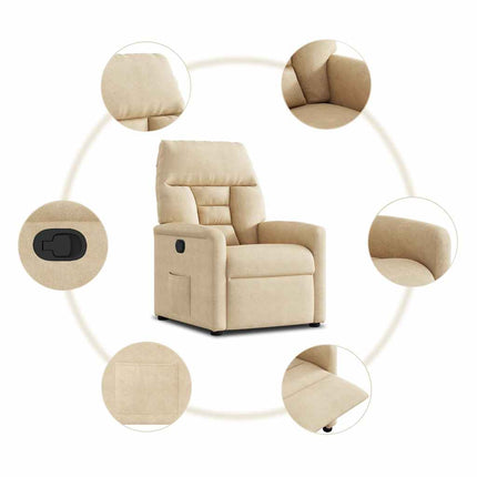 Reclinerfåtölj gräddvit mikrofibertyg