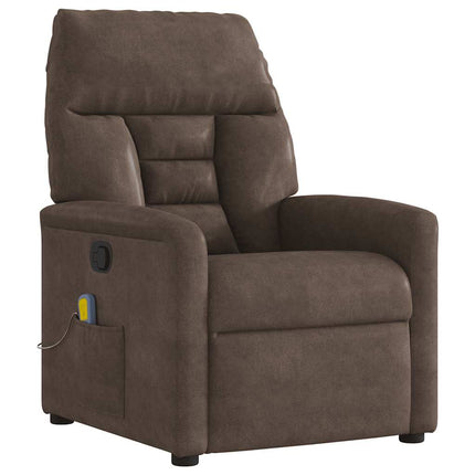 Massagefåtölj brun mikrofibertyg
