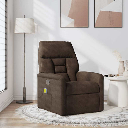 Massagefåtölj brun mikrofibertyg