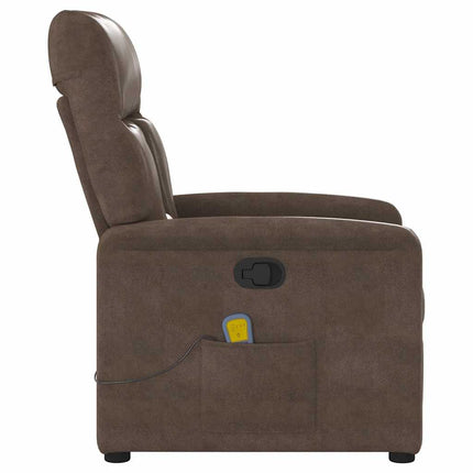 Massagefåtölj brun mikrofibertyg