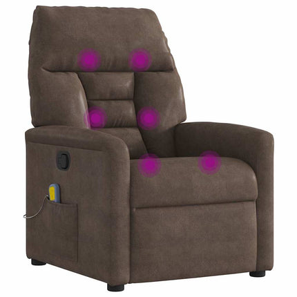 Massagefåtölj brun mikrofibertyg