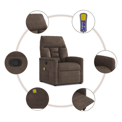 Massagefåtölj brun mikrofibertyg