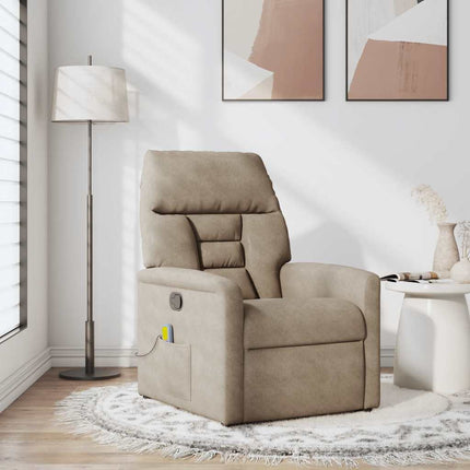 Massagefåtölj taupe mikrofibertyg