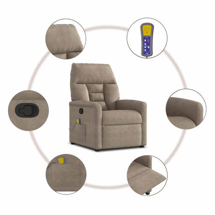 Massagefåtölj taupe mikrofibertyg