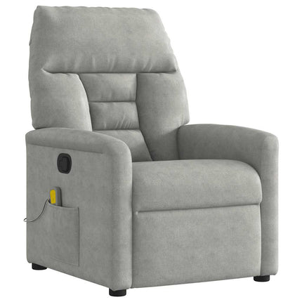Massagefåtölj ljusgrå mikrofibertyg