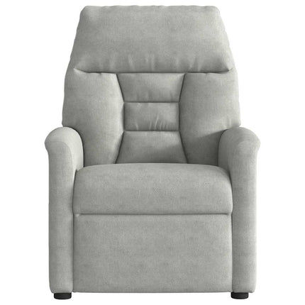 Massagefåtölj ljusgrå mikrofibertyg
