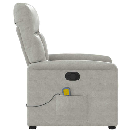 Massagefåtölj ljusgrå mikrofibertyg