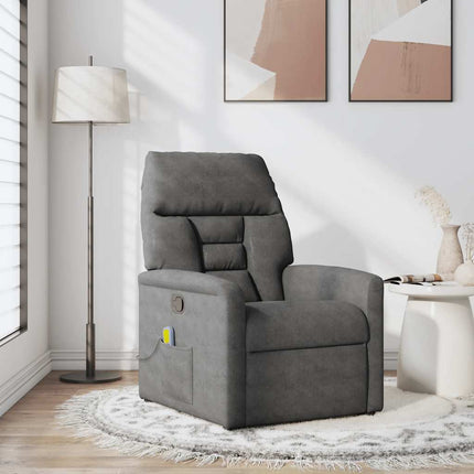 Massagefåtölj mörkgrå mikrofibertyg