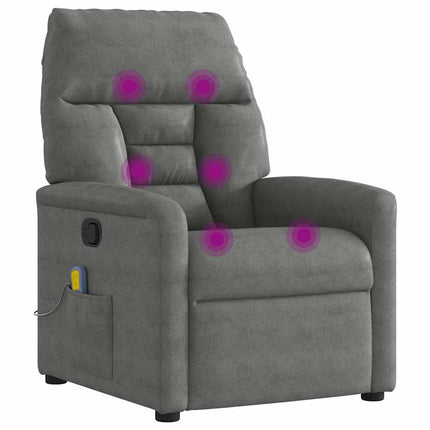 Massagefåtölj mörkgrå mikrofibertyg