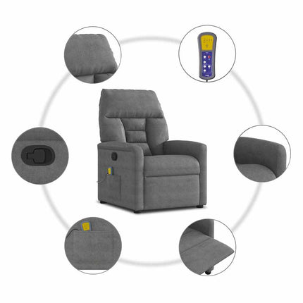 Massagefåtölj mörkgrå mikrofibertyg