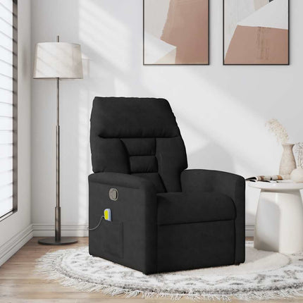 Massagefåtölj svart mikrofibertyg