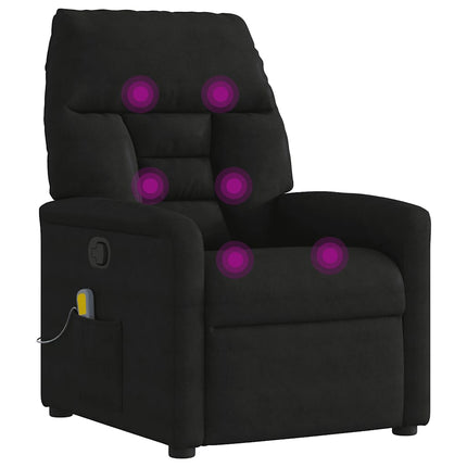 Massagefåtölj svart mikrofibertyg