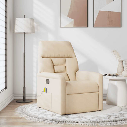 Massagefåtölj beige mikrofibertyg