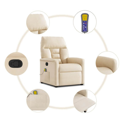 Massagefåtölj beige mikrofibertyg