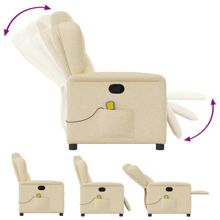 Massagefåtölj gräddvit tyg