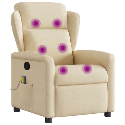 Massagefåtölj gräddvit tyg