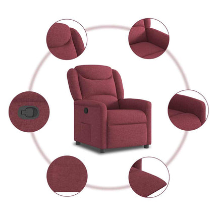 Reclinerfåtölj vinröd tyg