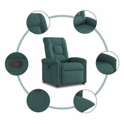 Reclinerfåtölj mörkgrön tyg