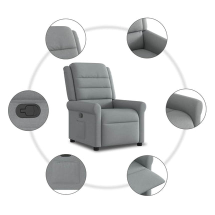 Reclinerfåtölj ljusgrå tyg