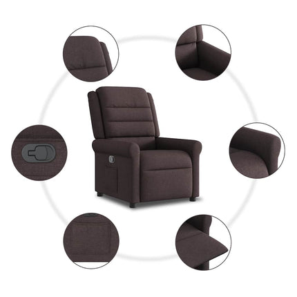 Reclinerfåtölj mörkbrun tyg