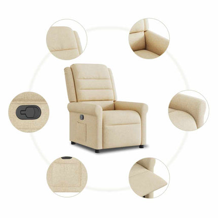 Reclinerfåtölj gräddvit tyg