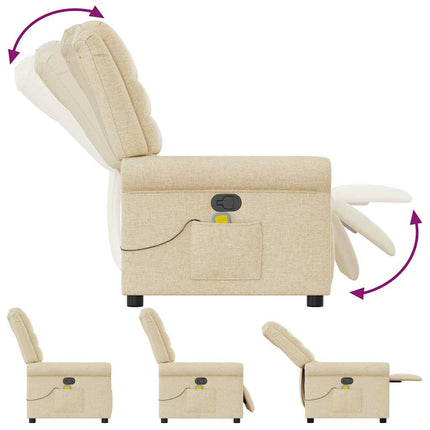 Massagefåtölj gräddvit tyg