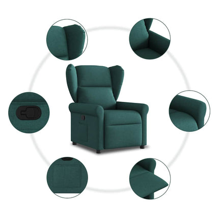 Reclinerfåtölj mörkgrön tyg
