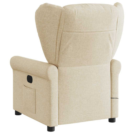 Massagefåtölj gräddvit tyg