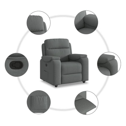 Reclinerfåtölj mörkgrå tyg