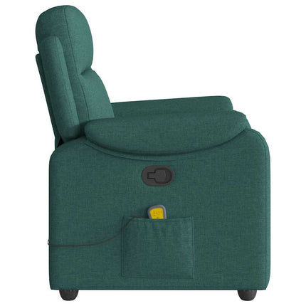 Massagefåtölj mörkgrön tyg