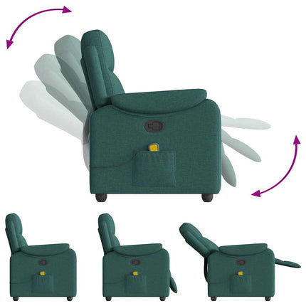 Massagefåtölj mörkgrön tyg