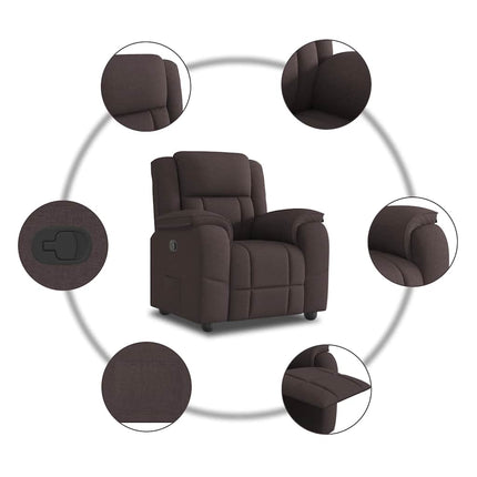 Reclinerfåtölj mörkbrun tyg