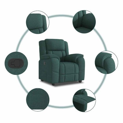 Reclinerfåtölj mörkgrön tyg