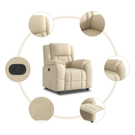 Reclinerfåtölj gräddvit tyg